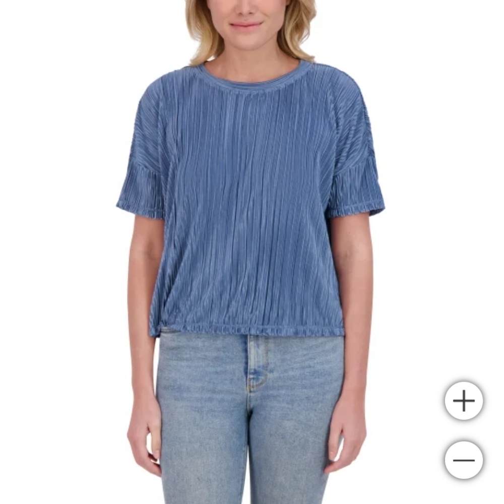 NWT Andrew Marc (Marc New‎ York) Women's Plisse Top Blue